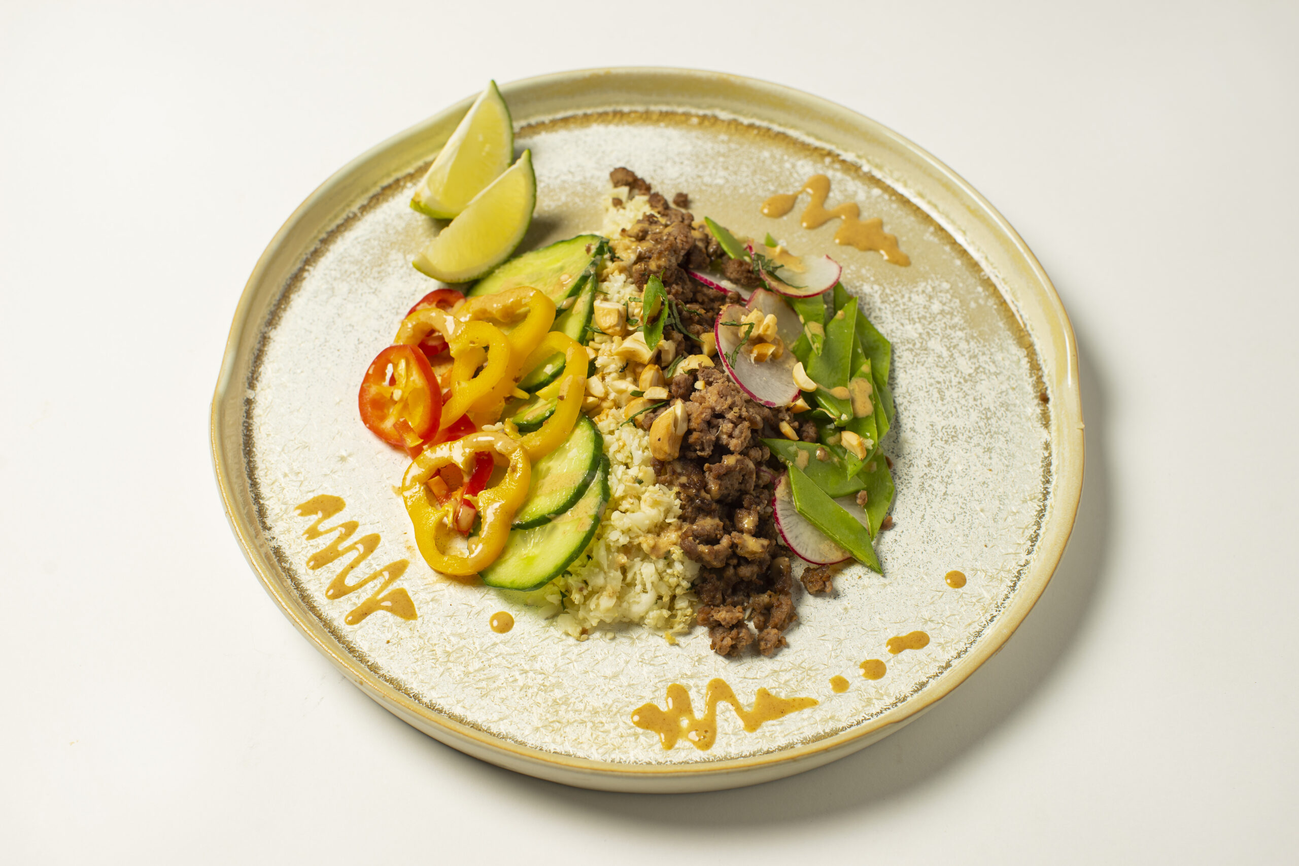 Umami Beef with Cauliflower Rice and Vegetables