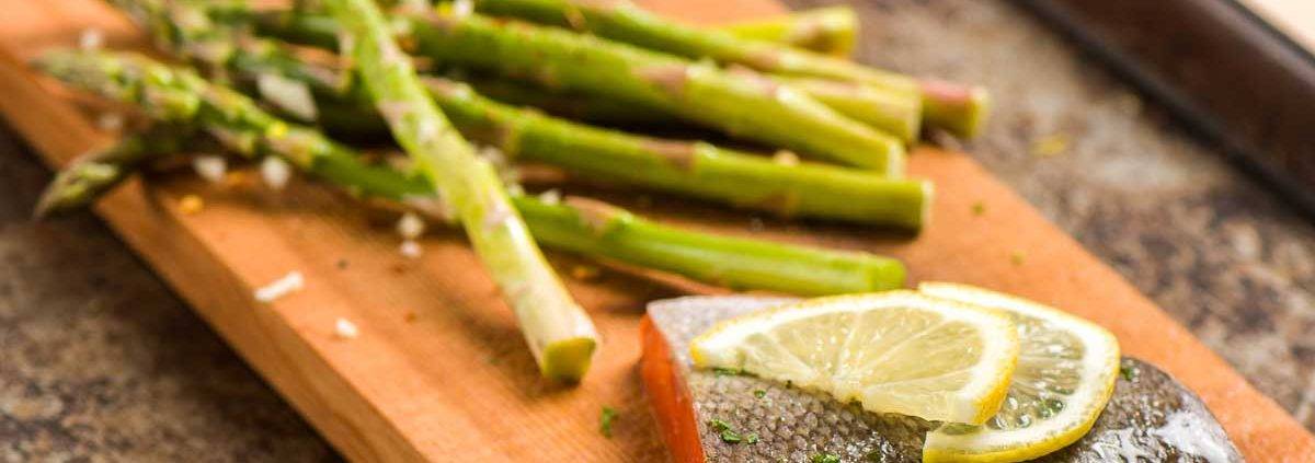 Cedar Planked Salmon with Grilled Asparagus