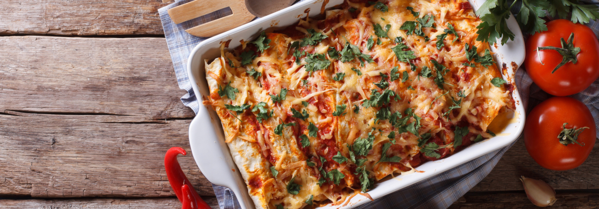 Healthy Butternut Squash, Black Bean and Chicken Enchiladas