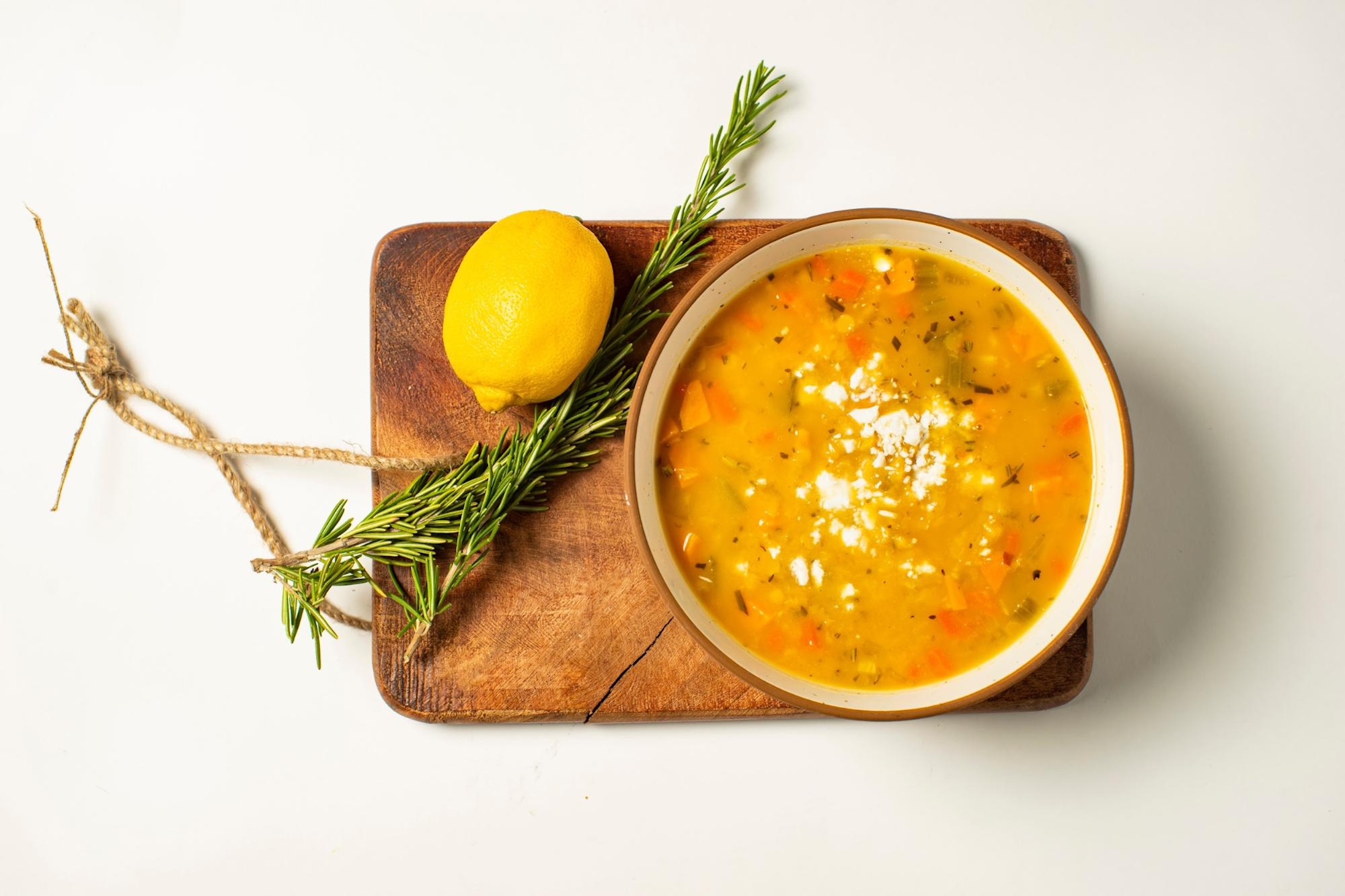 Rosemary Red Lentil Soup with Feta